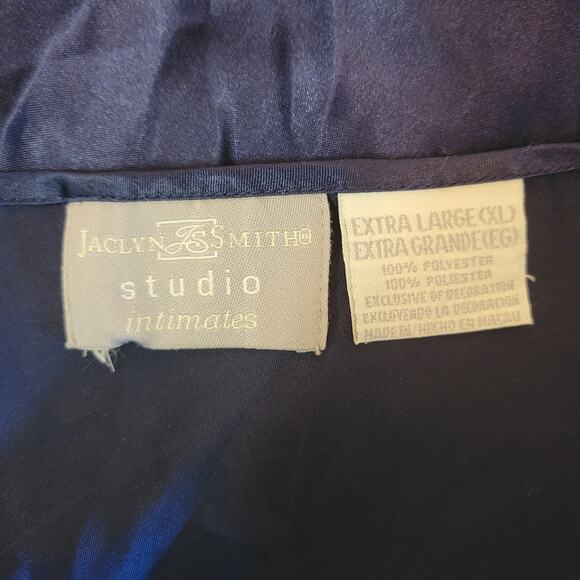 Vintage Navy Blue Jaclyn Smith Slip Dress with Lace, XL - Picture 4 of 7